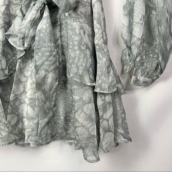 Princess Polly Gray Tie Dye Long Sleeve Mini Wrap Dress 4 - Picture 6 of 7